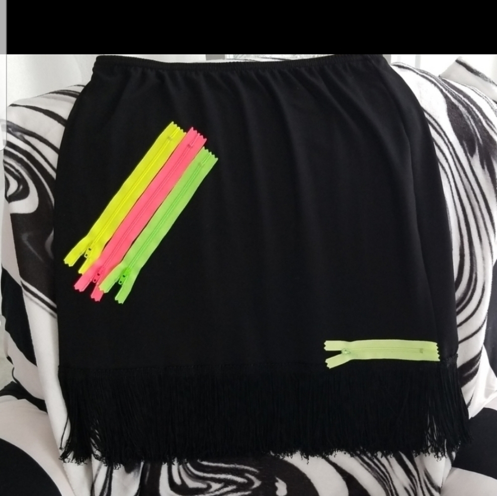 Neon punk 80s zipper skirt
